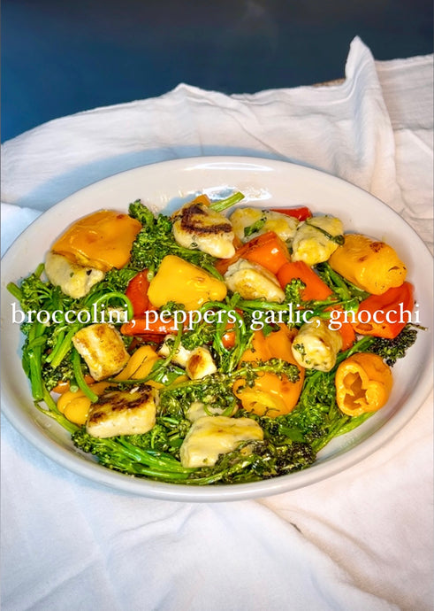 Broccolini, Peppers, Garlic, and Gnocchi