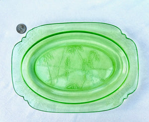 Federal Green Glass Parrot (Sylvan) Platter