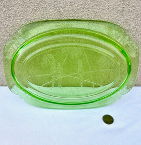 Federal Green Glass Parrot (Sylvan) Platter