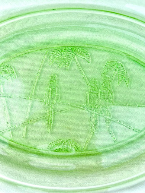 Federal Green Glass Parrot (Sylvan) Platter